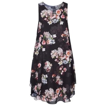 James Lakeland Sleeveless Print Wave Hem Dress - Black