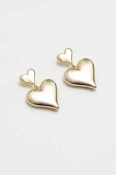 Gold Plated Double Heart Statement Earrings