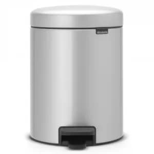 Brabantia newIcon Pedal Bin 5 Litre Plastic Bucket Metallic Grey