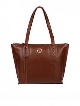 Pure Luxuries London Cognac 'Goya' Leather Tote Bag - dark tan