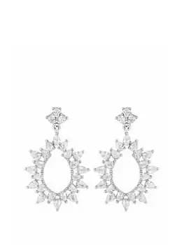 Jon Richard Rhodium Plated Cubic Zirconia Mixed Stone Forward Facing Drop Earrings