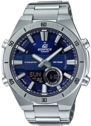Casio Edifice Slim Style Blue Dial Silver Stainless Steel Quartz Mens Watch ERA-110D-2AVEF