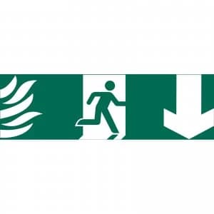 Draper Running Man Arrow Down Fire Safety Sign 200mm 50mm Standard