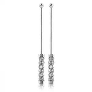 Guess Rhodium Plated Vertical Coil Crystal Drop Earrings