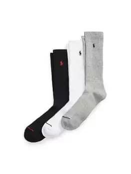 Polo Ralph Lauren 3 Pack Sports Socks - Grey/White/Black, Size 43-46, Men