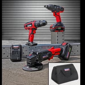 Sealey CP20V 20v Cordless 3 Piece Power Tool Kit 2 x 3ah Li-ion Charger Bag
