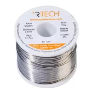 R-TECH 857007 SAC305 Solder 3% M1 Flux 0.5-2% Halide 1.0mm 500g Reel