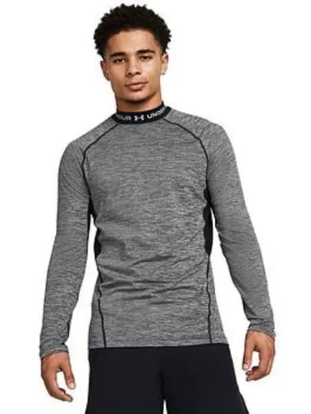 Under Armour Mens Training Coldgear Armour Twist Mock Neck Long Sleeve - Grey