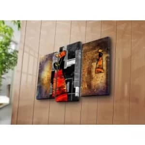 3PATK-103 Multicolor Decorative Canvas Painting (3 Pieces)