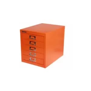 Bisley 5 Drawer Filing Cabinet - Orange