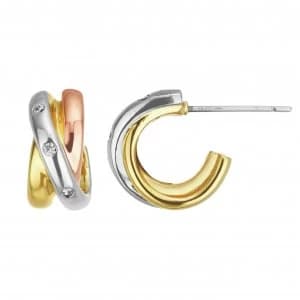 Buckley London 3 Tone Russian Trio Hoop Earrings