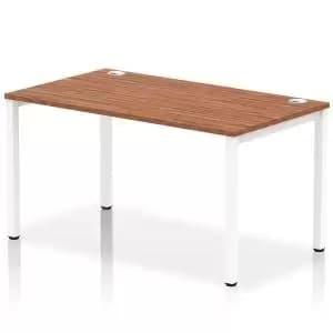 Impulse Bench Single Row 1400 White Frame Office Bench Desk Walnut