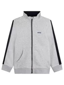 BOSS Boys Zip Through Sweat Top - Grey Marl, Size 10 Years