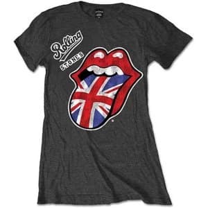 The Rolling Stones - Vintage British Tongue Womens Medium T-Shirt - Grey