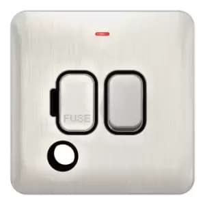 Schneider Electric Lisse Screwless Deco - Switched Single Fused Connection Unit, 13A, Double Pole, with Flex Outlet and Neon Indicator, GGBL5013BSS, S