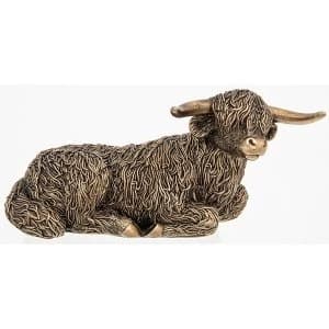 Bronze Highland Coo Lying Large Ornament