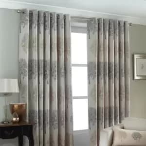 Oakdale Tree Motif Eyelet Curtains Silver