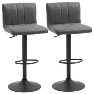 Homcom Set Of 2 Adjustable Height Barstools With Footrest Grey