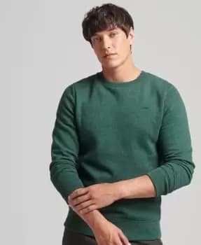 Superdry Mens Essential Logo Crew Sweatshirt Green / Campus Green Marl - Size: L