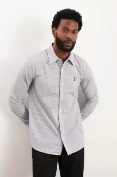 Mens Blue Long Sleeve Slim Abstract Print Shirt