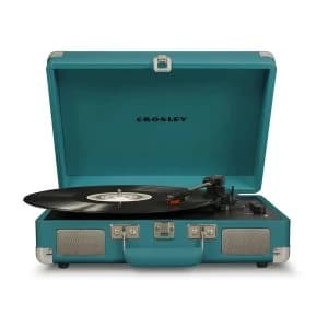 Teal Crosley Cruiser Deluxe Vintage 3-Speed Bluetooth Portable Turntable