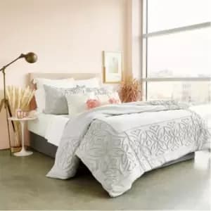 Peri Home Chenille Border Cotton Duvet Cover - Grey