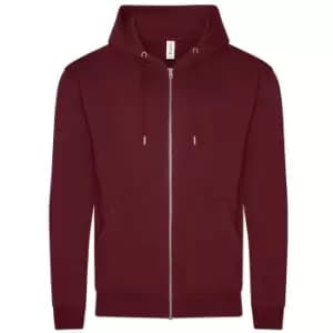 Awdis Mens Organic Full Zip Hoodie (S) (Burgundy)