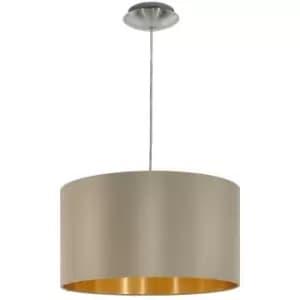 Eglo - Maserlo - 1 Light Round Ceiling Pendant Satin Nickel Taupe, E27