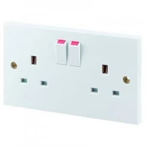 Wickes 13A Twin Switched Plug Socket - White