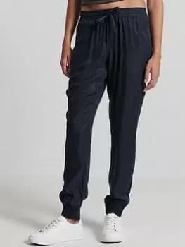 Superdry Studios Cupro Woven Trouser - Navy, Size 10, Women