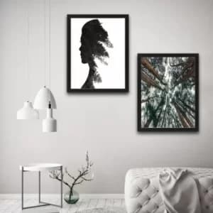 Pine Woman Set Multicolor Decorative Framed Painting (2 Pieces)