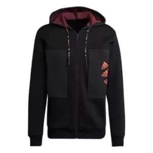 adidas Essentials BrandLove Fleece Full-Zip Hoodie Mens - Black / Semi Impact Orange
