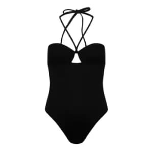 CALVIN KLEIN Structured Halterneck Swimsuit - Black