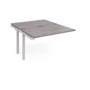 Adapt add on unit single 1200mm x 1600mm - white frame and grey oak top