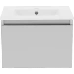 Atlanta Single Drawer Wall Hung Basin Unit With Basin Pearl 500mm in Grey MFC