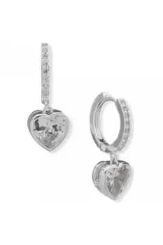 Pe 15Mm Hoop W/ Stn Drop-Slv/cry Earrings - 01G00432