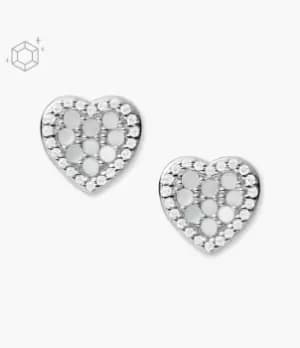 Fossil Women Elliott Blue Mother-of-Pearl Hearts Stud Earrings