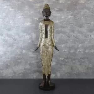 Large Standing Buddha Ornament Black and Silver 97cm