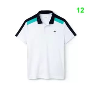 Mens Lacoste SPORT Jersey Golf Polo Size 5 - L White / Navy Blue