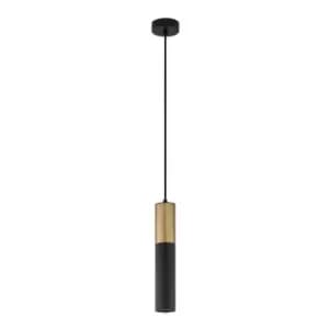 Knoxville 5.6cm Long Slim Pendant Ceiling Light Sandy Black, Gold Aluminium LED GU10 1x10W - Merano