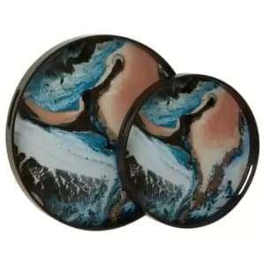 Celina Set Of 2 Pink / Blue Serving Trays