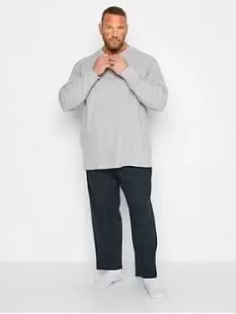 BadRhino Waffle Long Sleeve Top & Trousers Set - Grey, Size 1Xl, Men