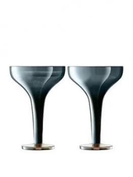 Lsa International Epoque Sapphire Lustre Champagne Saucers ; Set Of 2