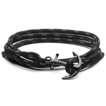 Mens Tom Hope Sterling Silver Sterling Silver & Rope Triple Black Bracelet L