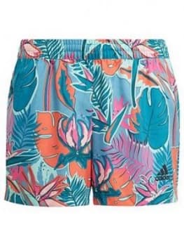 adidas Girls Junior G A.R. Shorts - White/Blue, Size 11-12 Years, Women