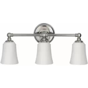 Loops - IP44 3 Bulb Wall Light Opaque Glass Downlight Shades Polished Chrome LED G9 3.5W