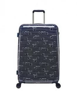 Radley Dog Stripe Large 4 Wheel Suitcase Ink
