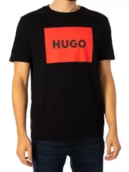 Hugo Dulive Red Logo Black T-Shirt
