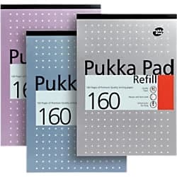 Pukka Pad Refill Pads White Ruled Perforated A4 21 x 29.7cm 3 Pieces of 160 Sheets