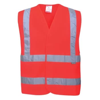 Portwest Two Band and Brace Class 2 Hi Vis Waistcoat Red S / M